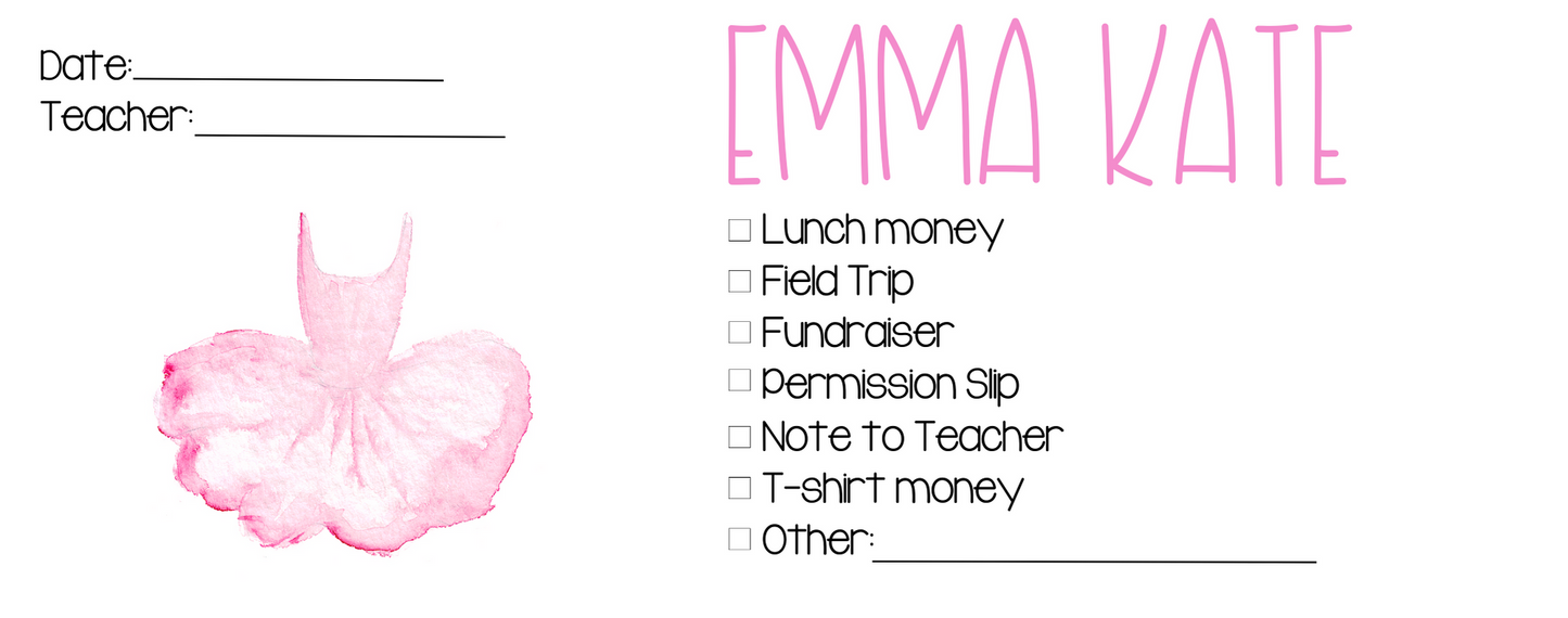 School Notes & Money Envelope Bundle